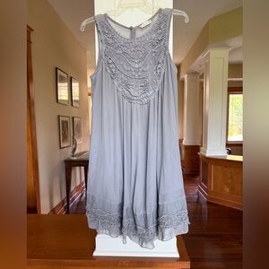 Altar’d State Women’s Size Small Boho Festival Gray Dress with Lace Details.